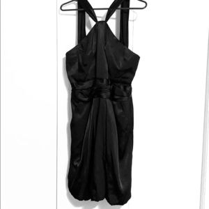 Black silk dress.